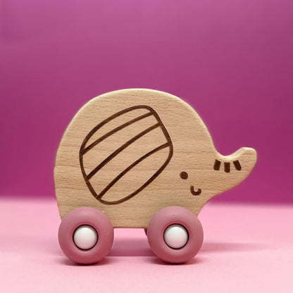 Jouet en bois et roues silicone - Petit Eléphant