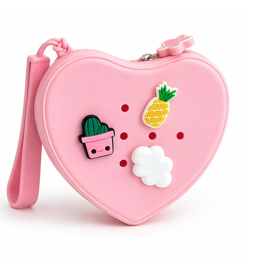 Pochette Cœur à personnaliser + 3 charms