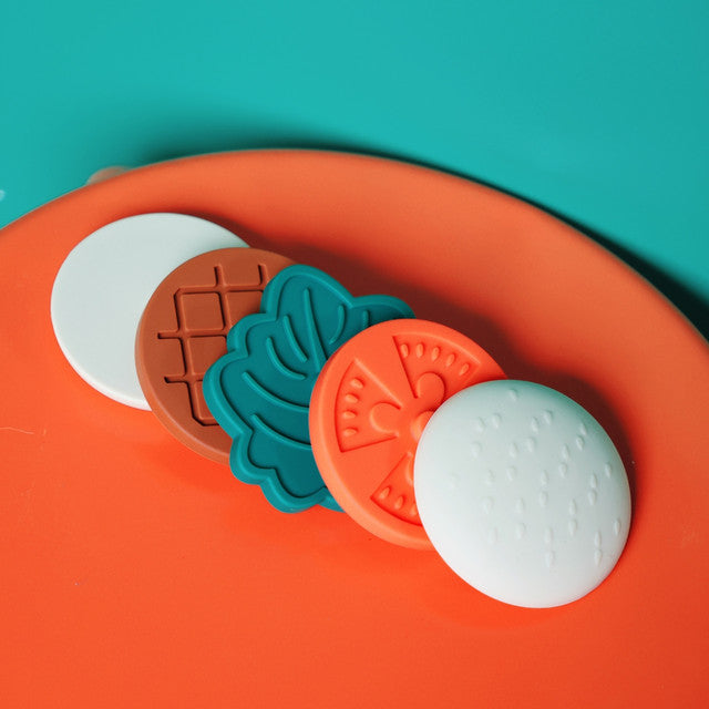 Jouet d'éveil en silicone : le Burger Empilable