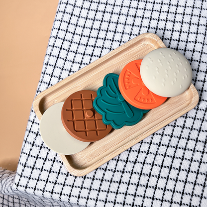 Jouet d'éveil en silicone : le Burger Empilable