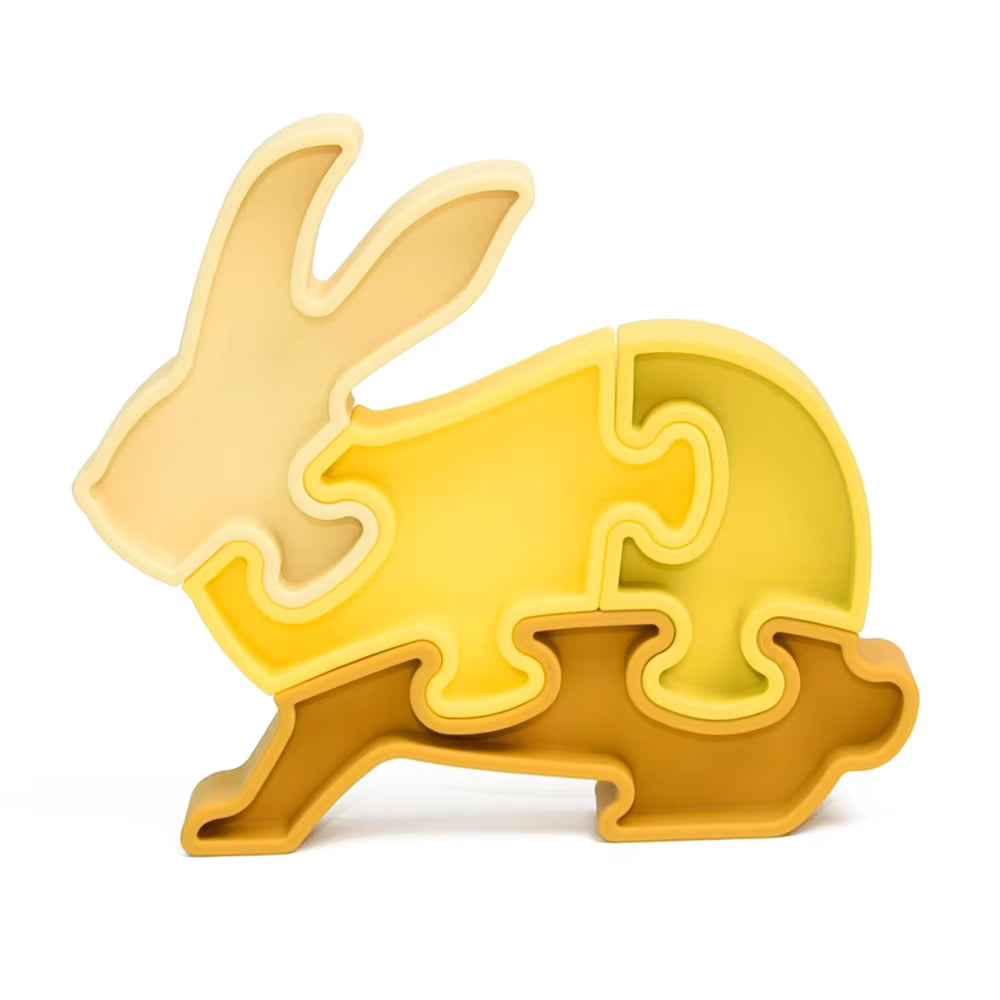 Jouet d'éveil Montessori  - Puzzle 3D Lapin en silicone