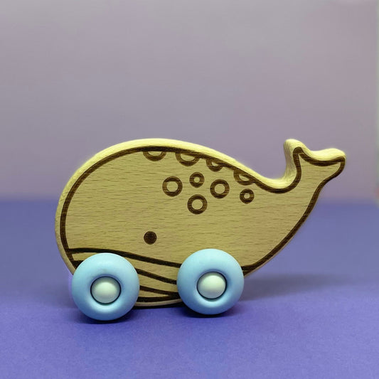 Jouet en bois et roues silicone - Petite Baleine