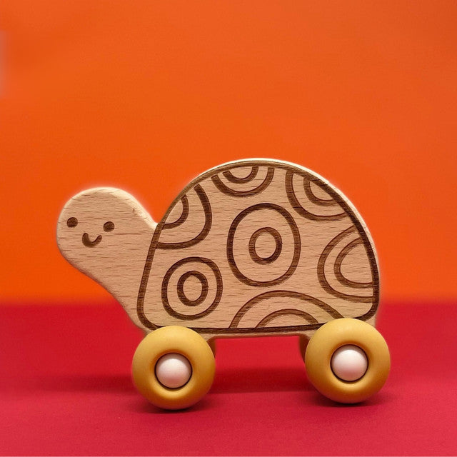 Jouet en bois et roues silicone - Petite Tortue