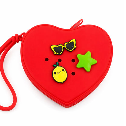 Pochette Cœur à personnaliser + 3 charms