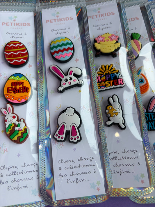 🌟 Pack de 10 pochettes de 3 charms à clipser - DIY - Pâques