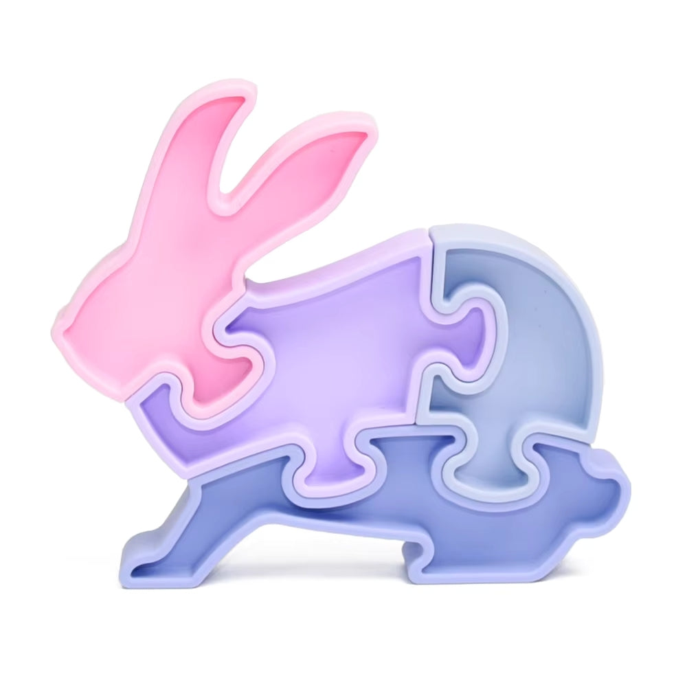 Jouet d'éveil Montessori  - Puzzle 3D Lapin en silicone