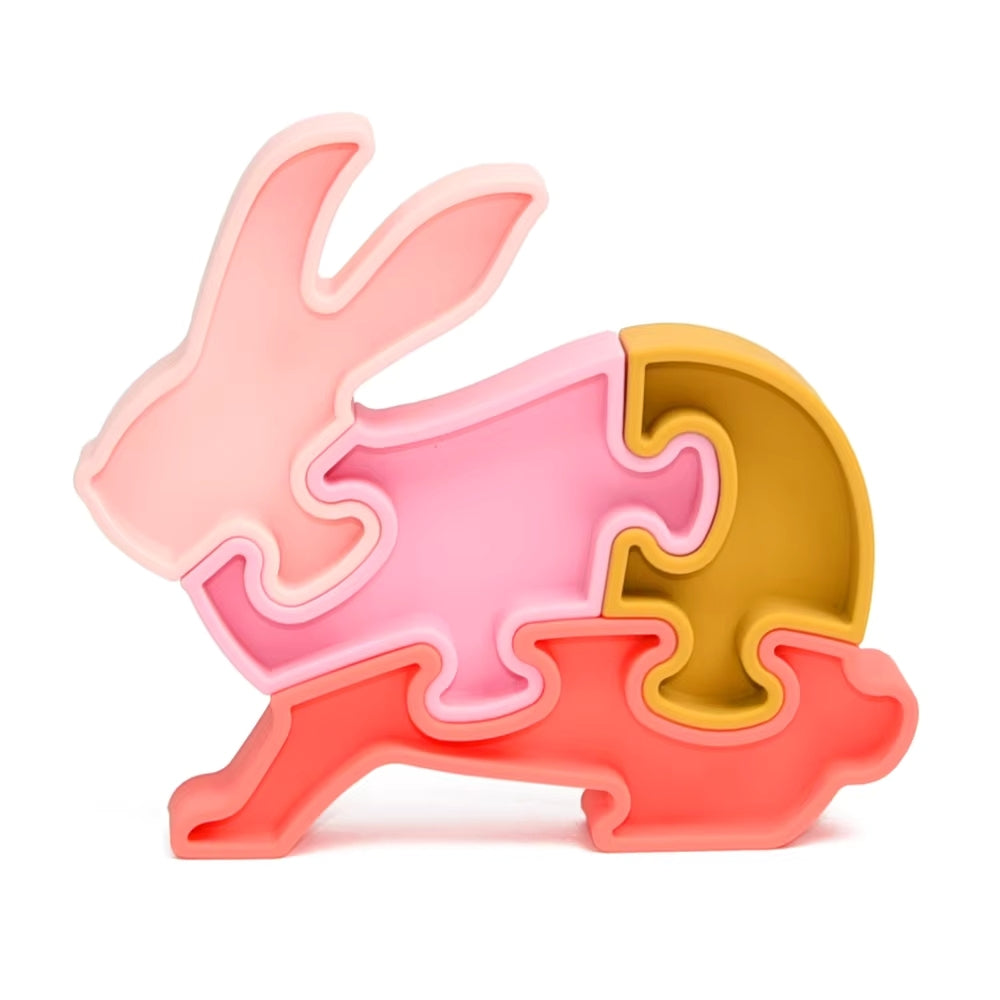 Jouet d'éveil Montessori  - Puzzle 3D Lapin en silicone