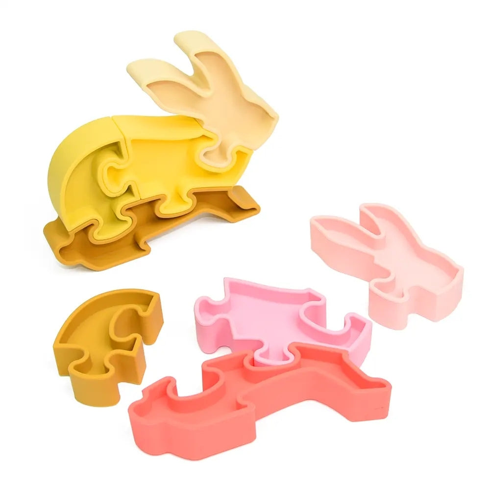 Jouet d'éveil Montessori  - Puzzle 3D Lapin en silicone